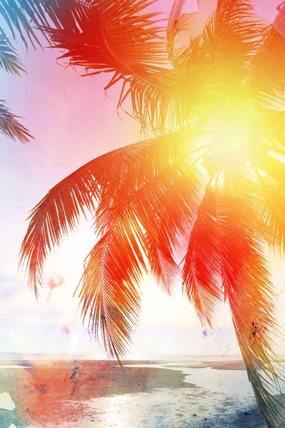 Retro-Foto Hintergrund mit Palmen — Stockfoto