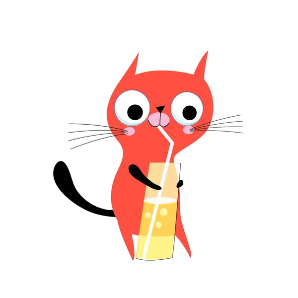 Vector roliga kattunge drycker juice — Stock vektor