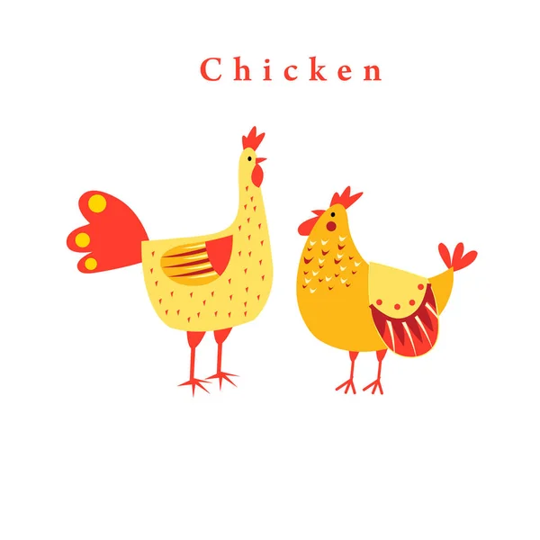 Gráficos engraçados de frango — Vetor de Stock