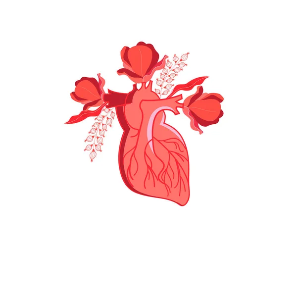 Vector gráficos corazón con flores — Vector de stock