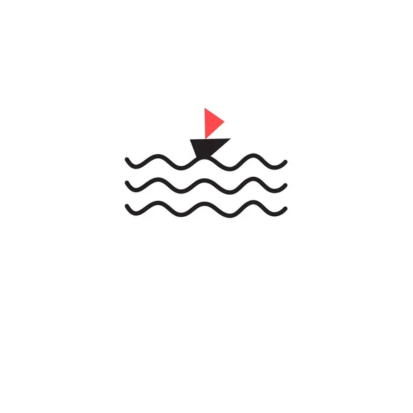 Grafisches Zeichen einer Welle und eines Bootes — Stockvektor