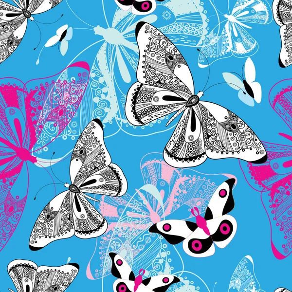 Kelebekler ile vektör dekoratif desen — Stok Vektör