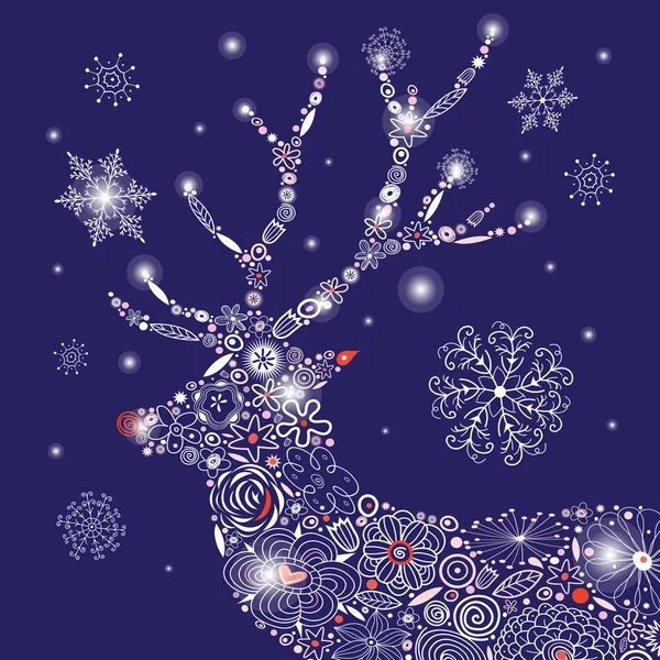 Vector Christmas ornamental deer portrait — Stock Vector