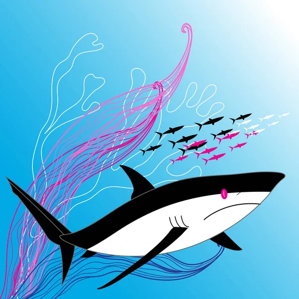 Illustration vectorielle d'un grand requin — Image vectorielle