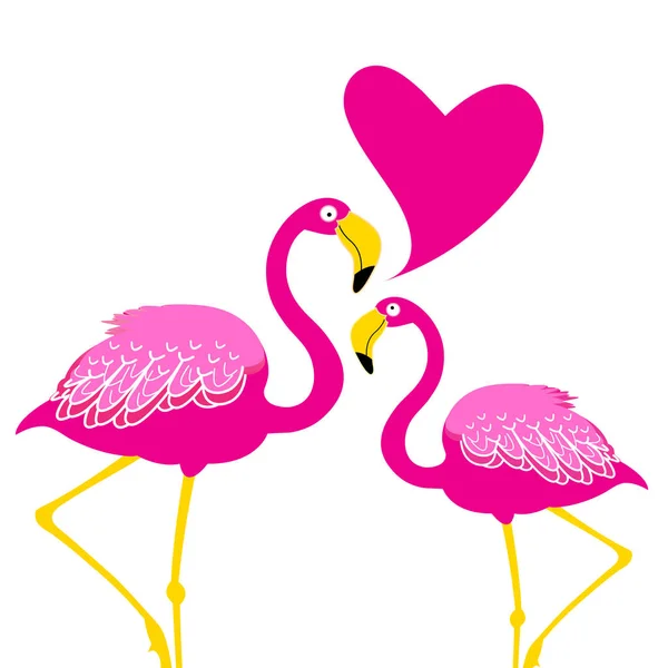 Праздничная открытка с влюбленными розовыми фламинго — стоковый вектор
