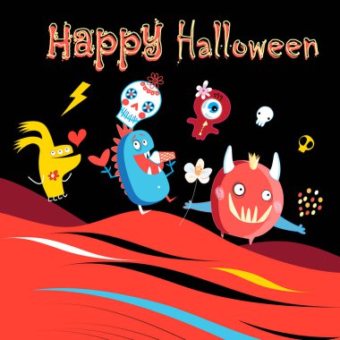 Canavarlar ile parlak bir renk arka plan