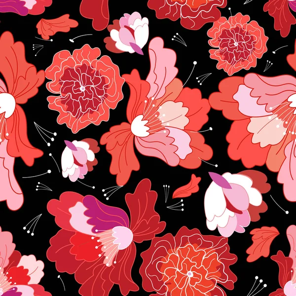 シームレスな明るい花柄 — ストックベクタ