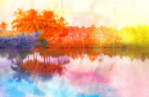 Palmiye ağaçları ile arka planda Retro fotoğraf