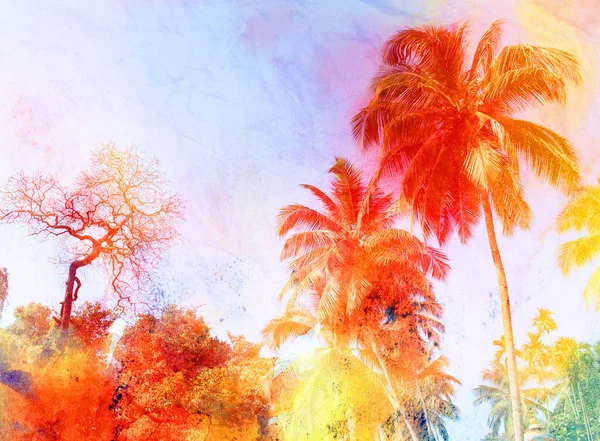 Retro photo background with palm trees — Stock Photo, Image