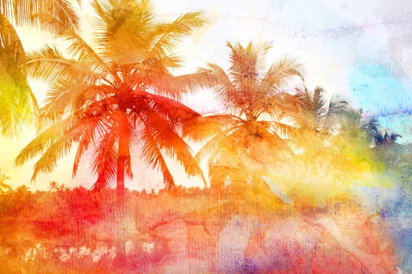 Retrofoto bakgrund med palmer — Stockfoto