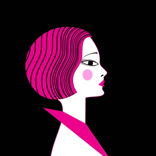 Retrato de ilustración vectorial de una hermosa niña — Vector de stock