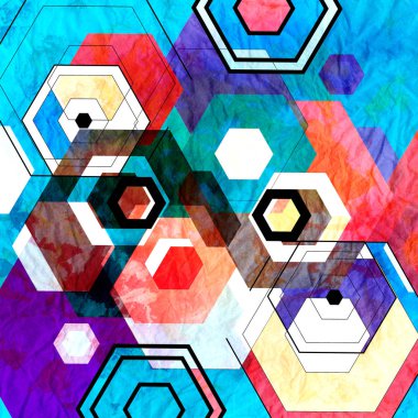 Sulu Boya geometrik retro arka plan 