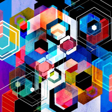 Sulu Boya geometrik retro arka plan 