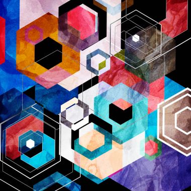 Sulu Boya geometrik retro arka plan 