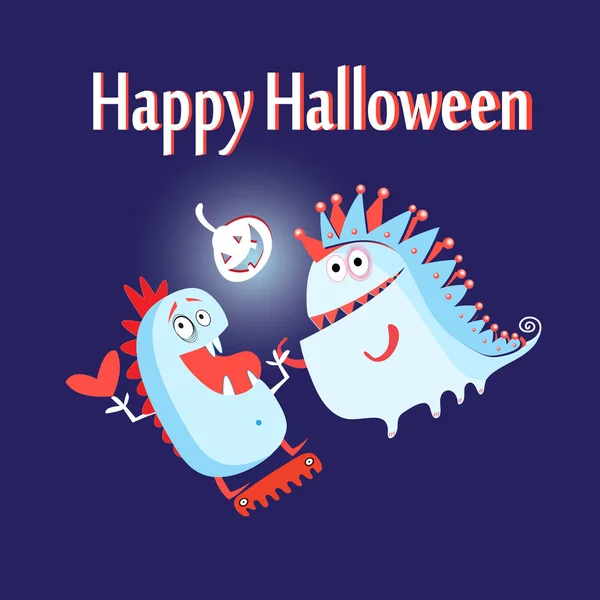Greeting card with monsters — Stock Vector