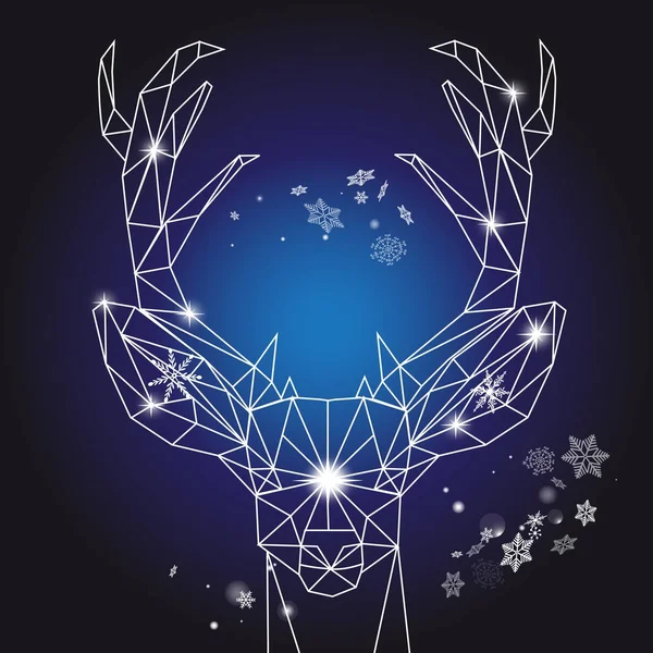 Christmas geometric outline portrait of a deer — Stock Vector