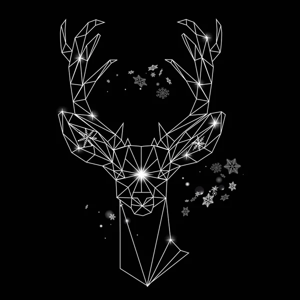 Christmas geometric outline portrait of a deer — Stock Vector