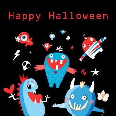 Canavarlar ile parlak bir renk arka plan