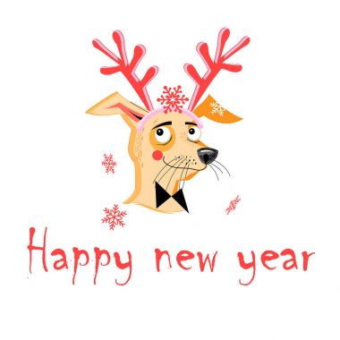 Noel kartı ile bir köpek komik portresi