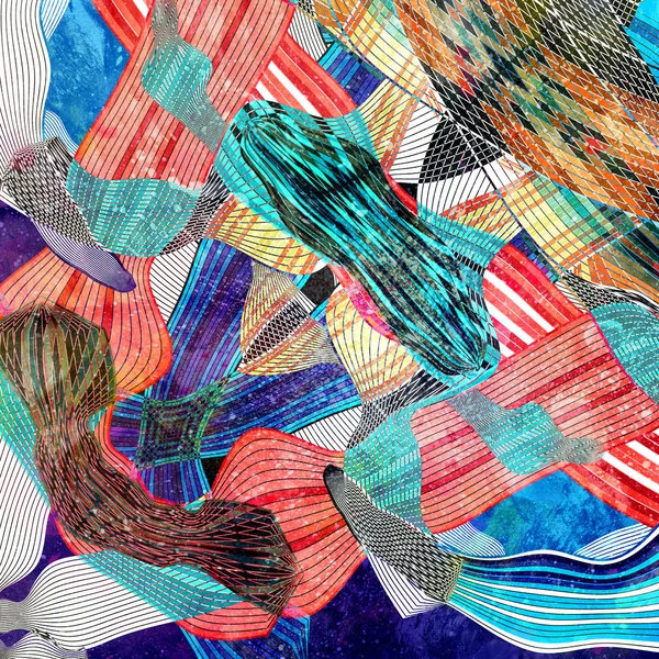 Fondo abstracto de ondas lineales multicolores — Foto de Stock