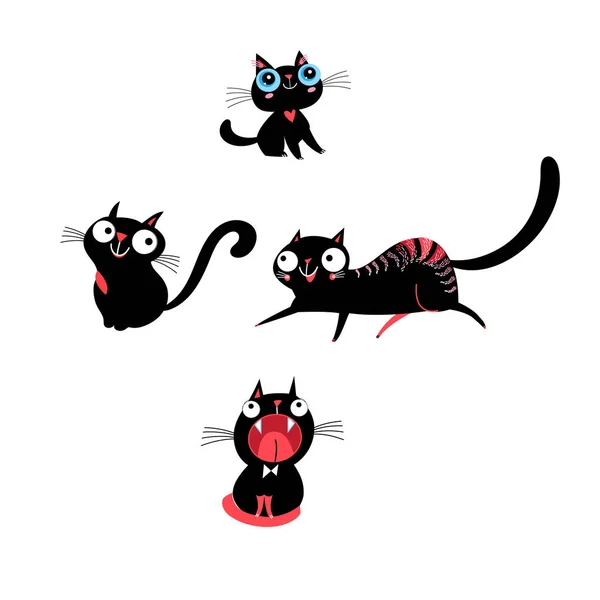 Векторный набор котят в разных позах — стоковый вектор