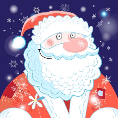 Parlak kartpostal yeni yıl Noel Baba portresi 
