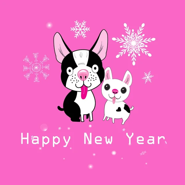 Tarjeta de Año Nuevo perros divertidos — Vector de stock