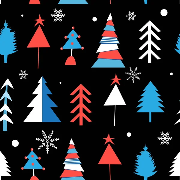 Sorunsuz kış modeli gelen farklı Noel ağaçları — Stok Vektör