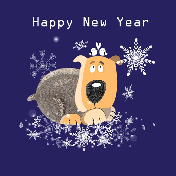 Noel tebrik kartı ile komik köpek