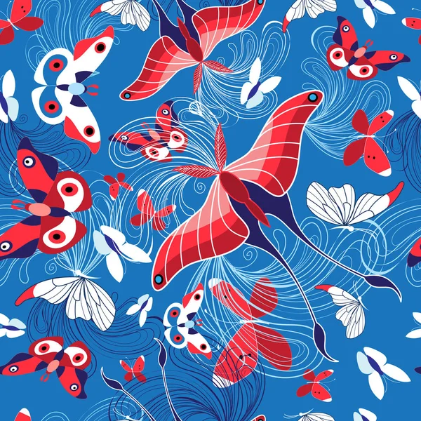 Modèle sans couture de beaux papillons — Image vectorielle