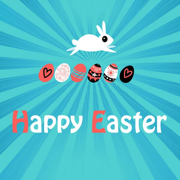 复活节贺卡与兔子和鸡蛋 — 图库矢量图片