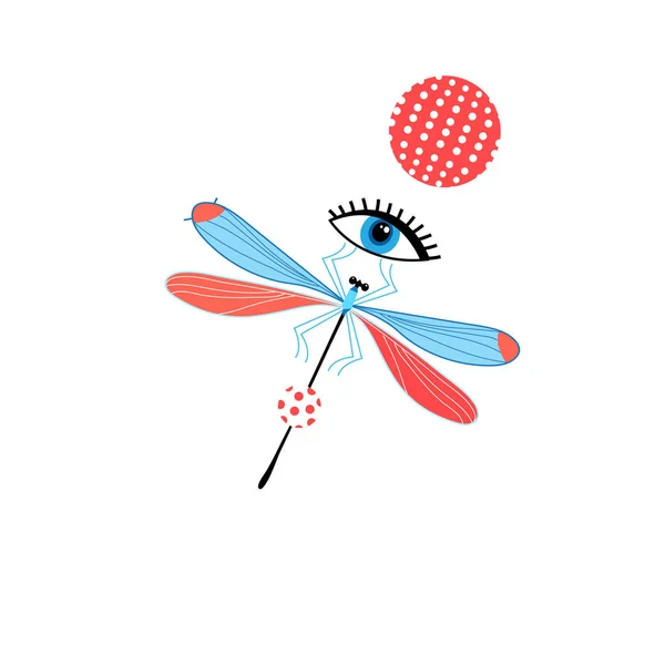 Dragonfly graph and eye — Stock Vector