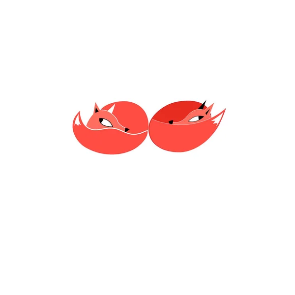 A két vörös róka vektor jele — Stock Vector