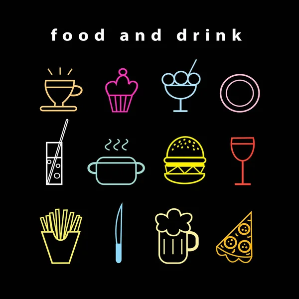 Set of vector food and drink icons — Stock Vector