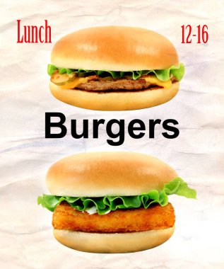 Fotoğraflar büyük lezzetli burger balık ve çizburger