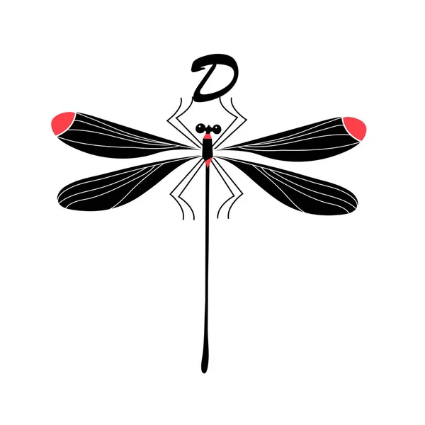 Silhouette vectorielle d'une libellule — Image vectorielle
