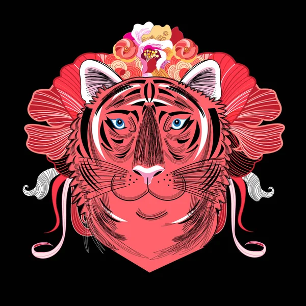 Portrait vectoriel d'un tigre rouge — Image vectorielle