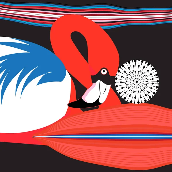 Grafik affisch vackra röda Flamingo — Stock vektor
