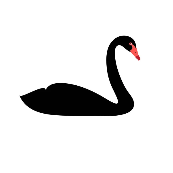 Ilustração vetorial de silhueta isolado cisne preto — Vetor de Stock