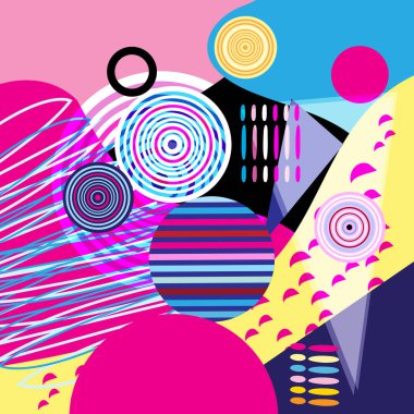 Farklı nesnelerin soyut renk vektör arkaplanı