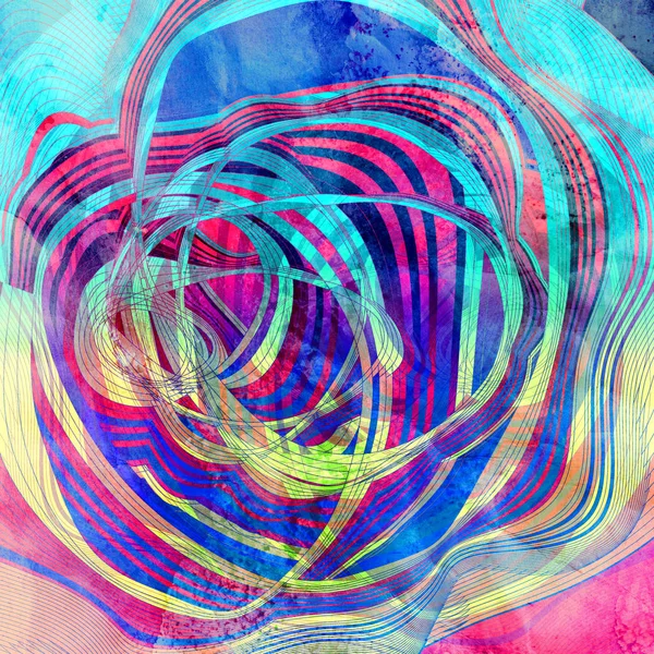 Abstract watercolor bright background with different colorful wave — ストック写真