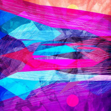 Farklı geometrik nesnelerle soyut suluboya arkaplan