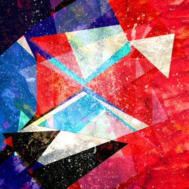 Farklı geometrik nesnelerle soyut suluboya arkaplan