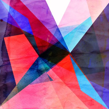 Geometrik elementlerle soyut suluboya arkaplan
