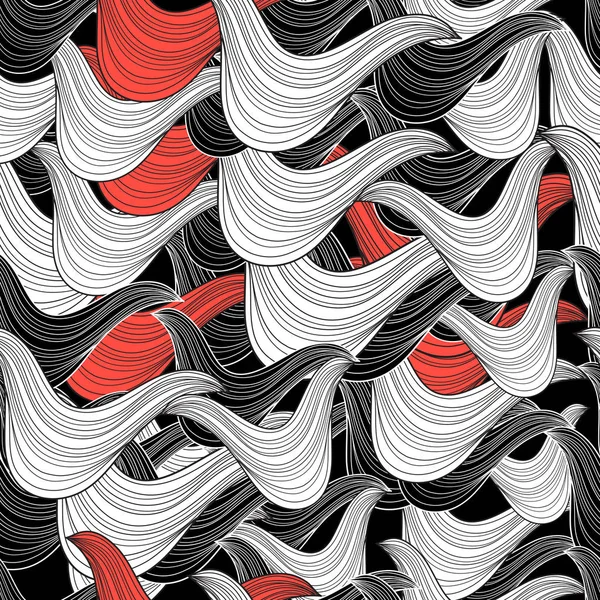 Pola abstrak tak beraturan dengan gelombang dan garis - Stok Vektor
