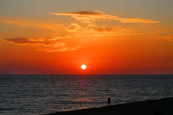 Foto Belo Pôr Sol Costa Mar Primavera — Fotografia de Stock