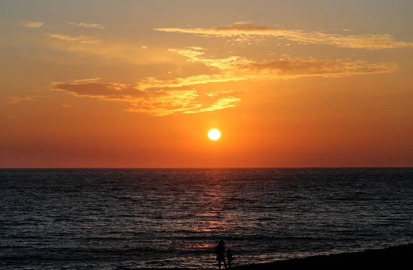 Foto Belo Pôr Sol Costa Mar Primavera — Fotografia de Stock