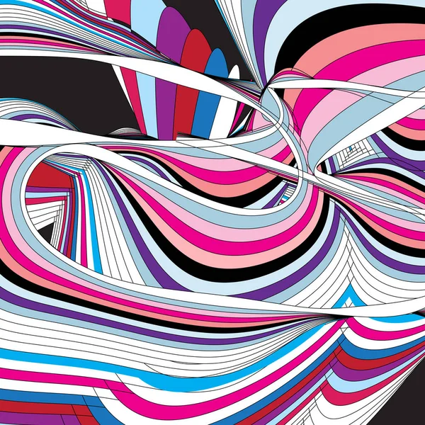 Fond Abstrait Avec Des Éléments Ondulés Des Vagues — Image vectorielle