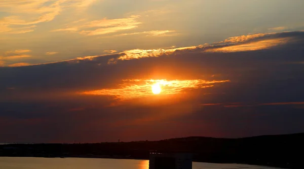 Foto Landskap Vackert Hav Kvällen Med Moln Vid Solnedgången — Stockfoto