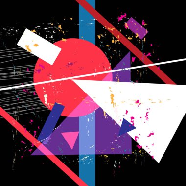 Parlak poster olağandışı soyut şekiller ve bölümler